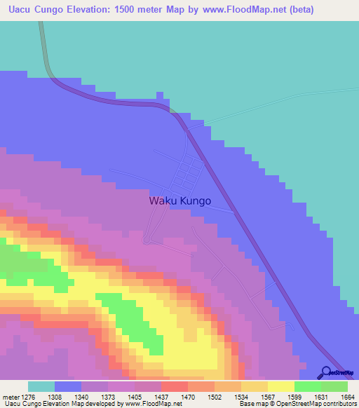 Uacu Cungo,Angola Elevation Map