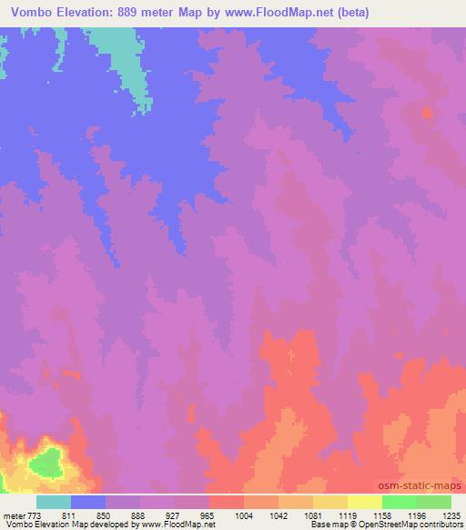 Vombo,Angola Elevation Map