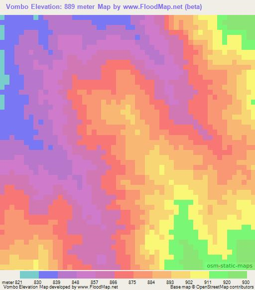 Vombo,Angola Elevation Map