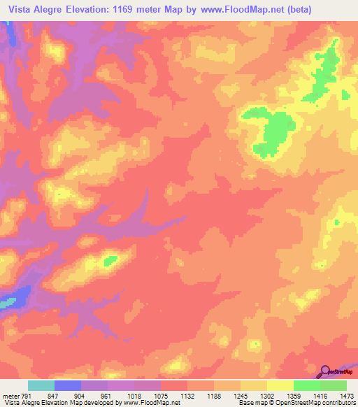 Vista Alegre,Angola Elevation Map