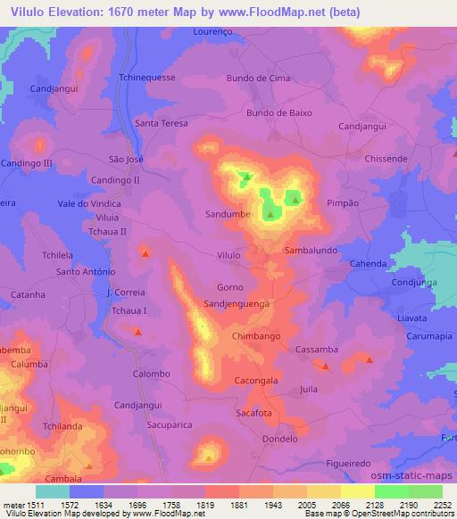 Vilulo,Angola Elevation Map