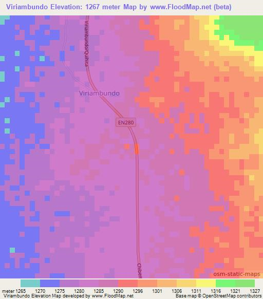 Viriambundo,Angola Elevation Map