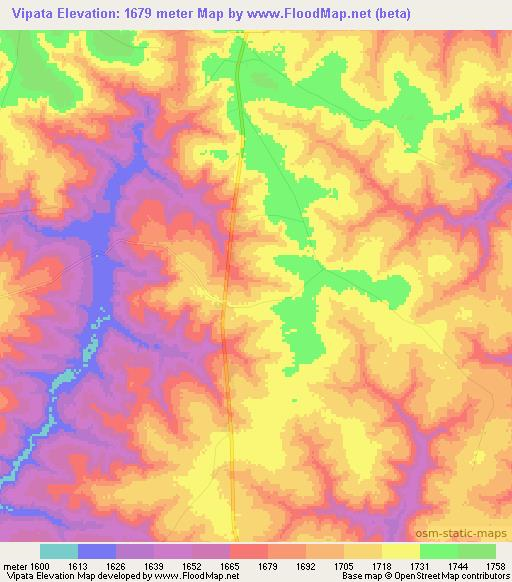 Vipata,Angola Elevation Map