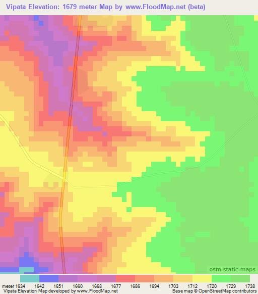 Vipata,Angola Elevation Map
