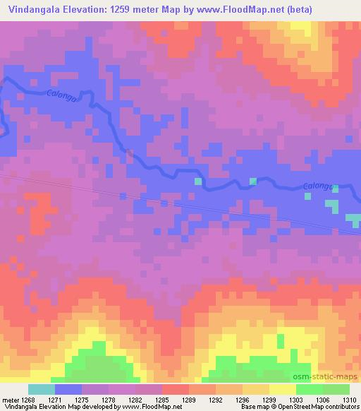 Vindangala,Angola Elevation Map
