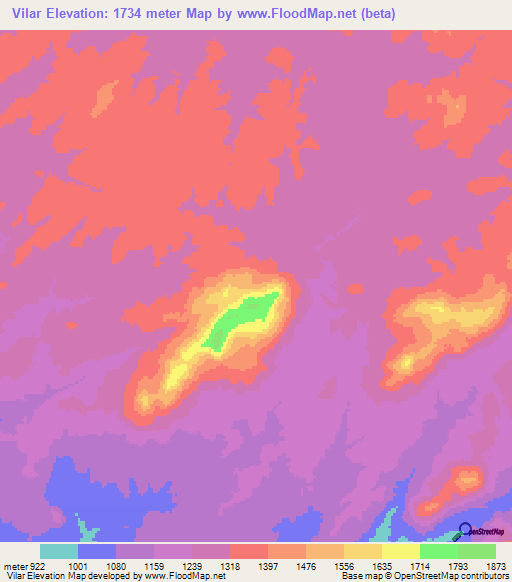 Vilar,Angola Elevation Map