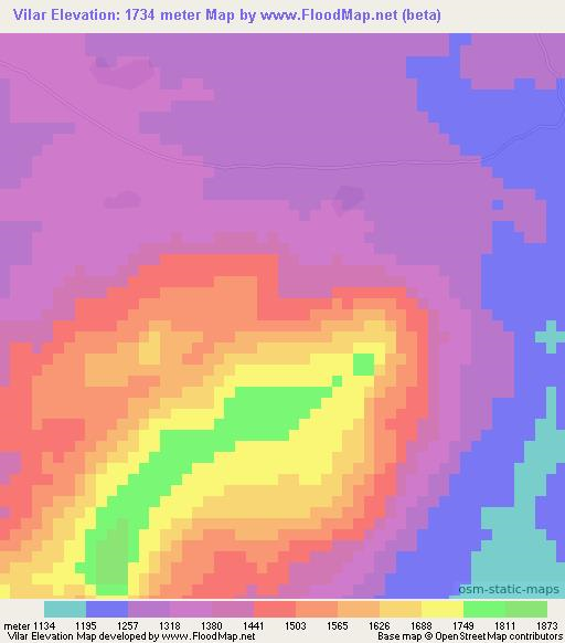 Vilar,Angola Elevation Map