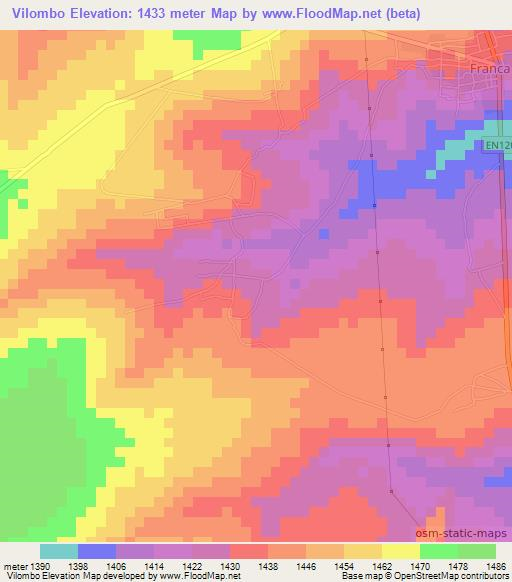 Vilombo,Angola Elevation Map