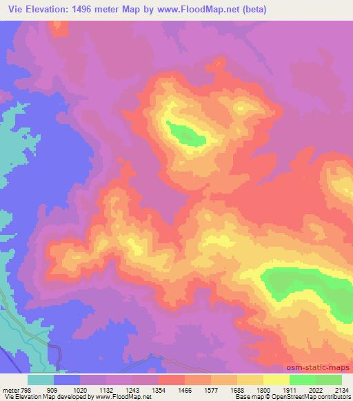 Vie,Angola Elevation Map
