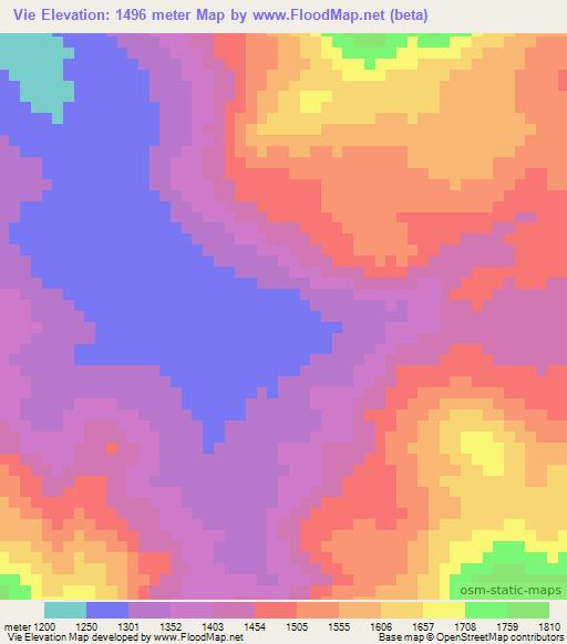 Vie,Angola Elevation Map