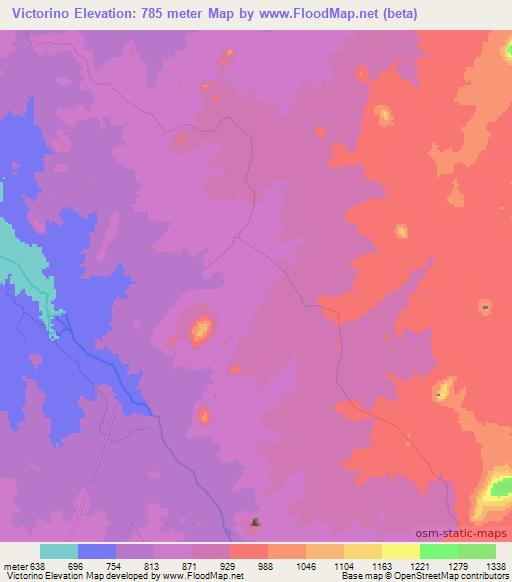 Victorino,Angola Elevation Map