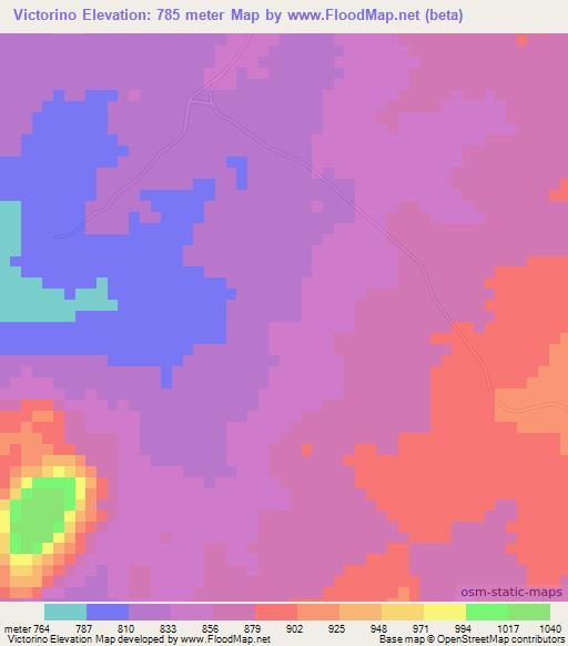 Victorino,Angola Elevation Map