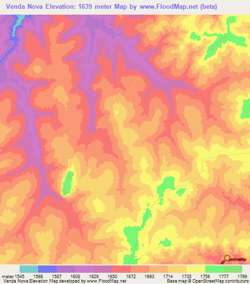 Venda Nova,Angola Elevation Map