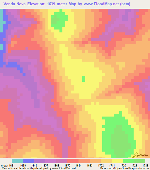 Venda Nova,Angola Elevation Map