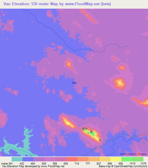 Vau,Angola Elevation Map