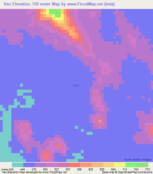 Vau,Angola Elevation Map