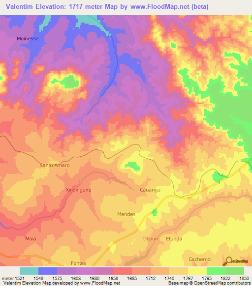 Valentim,Angola Elevation Map