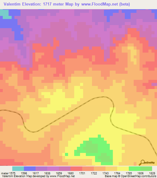 Valentim,Angola Elevation Map
