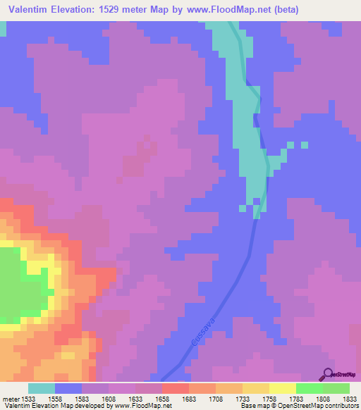 Valentim,Angola Elevation Map
