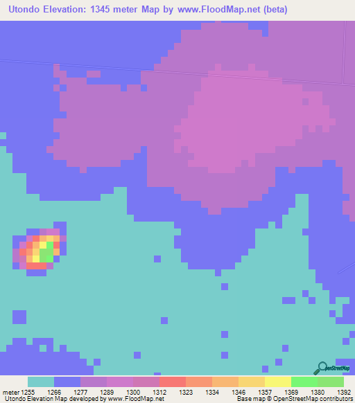 Utondo,Angola Elevation Map