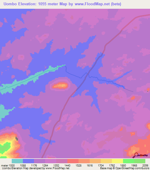 Uombo,Angola Elevation Map