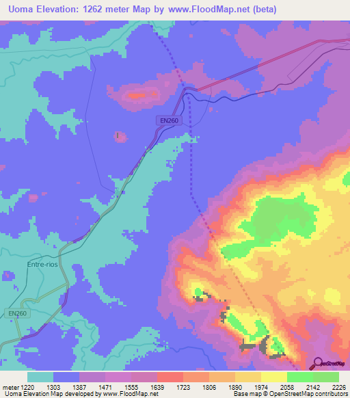 Uoma,Angola Elevation Map