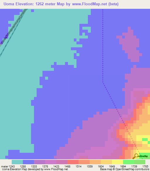 Uoma,Angola Elevation Map