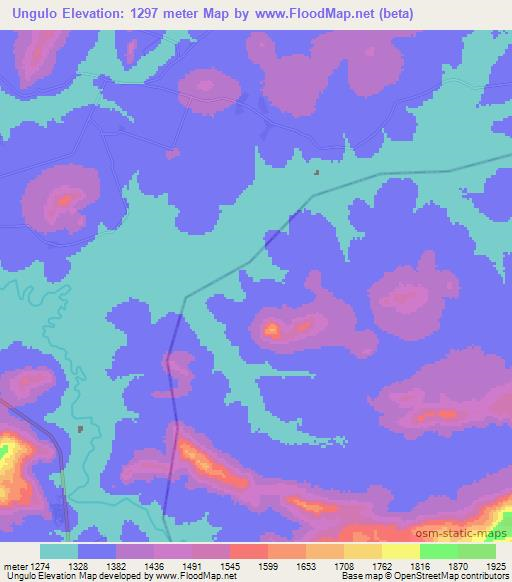 Ungulo,Angola Elevation Map
