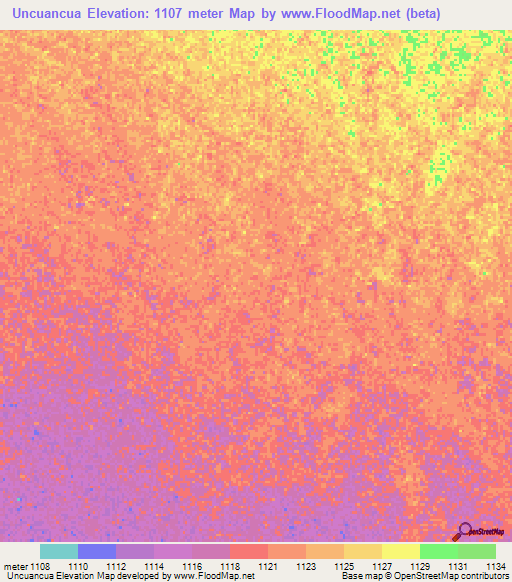 Uncuancua,Angola Elevation Map