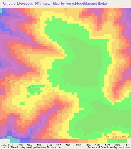 Umpulo,Angola Elevation Map
