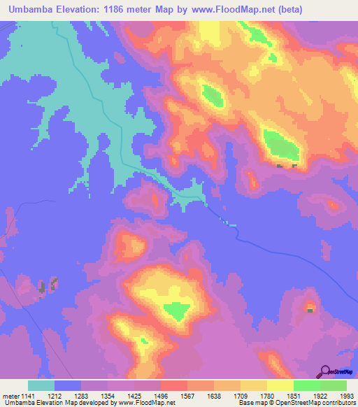 Umbamba,Angola Elevation Map