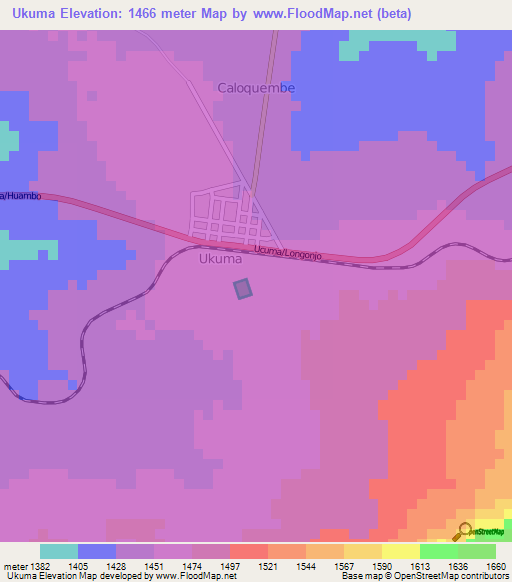 Ukuma,Angola Elevation Map