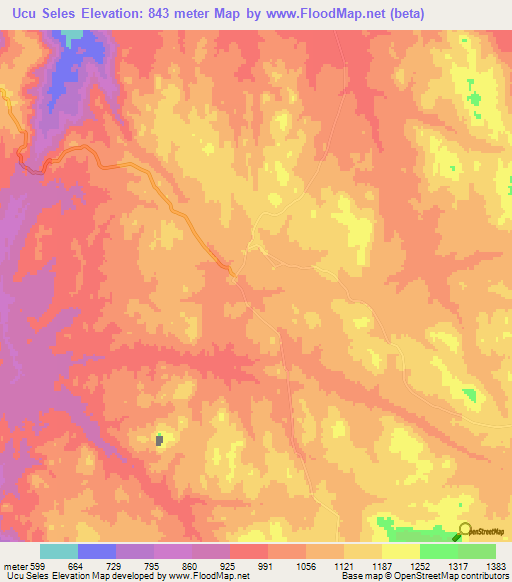 Ucu Seles,Angola Elevation Map