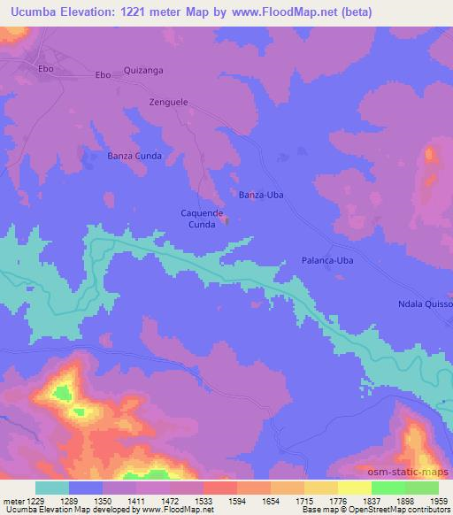 Ucumba,Angola Elevation Map