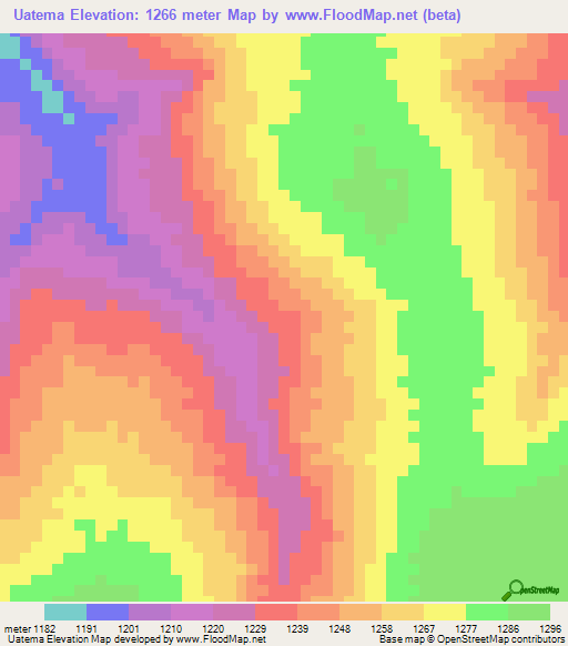 Uatema,Angola Elevation Map