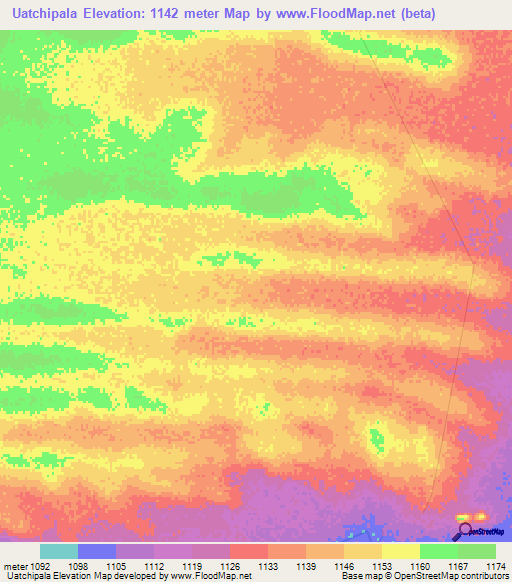 Uatchipala,Angola Elevation Map