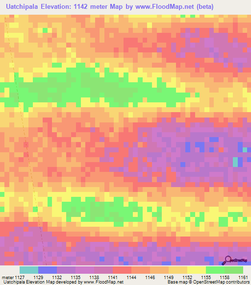 Uatchipala,Angola Elevation Map