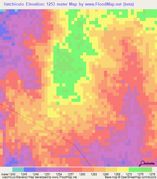 Uatchicuio,Angola Elevation Map
