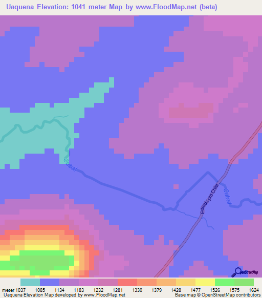 Uaquena,Angola Elevation Map