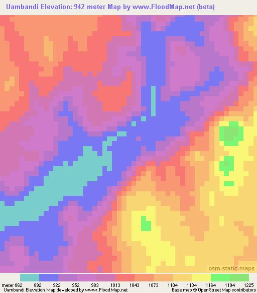Uambandi,Angola Elevation Map