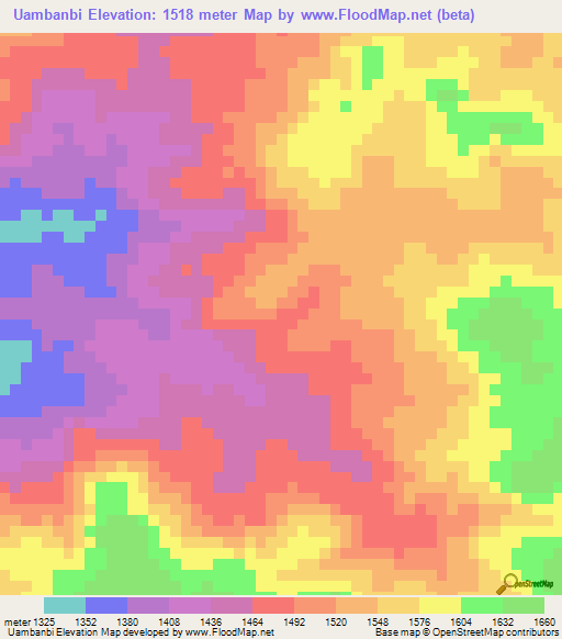 Uambanbi,Angola Elevation Map