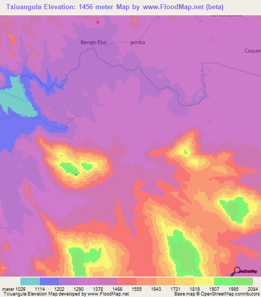 Txiuangula,Angola Elevation Map
