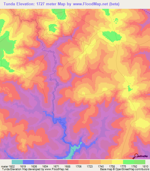 Tunda,Angola Elevation Map
