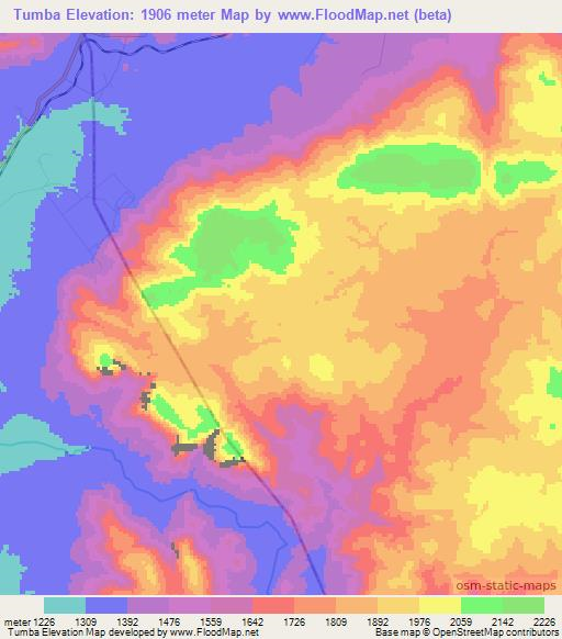 Tumba,Angola Elevation Map