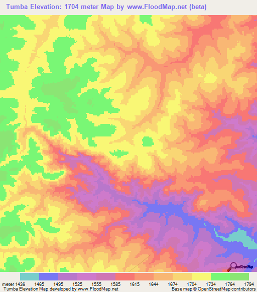 Tumba,Angola Elevation Map
