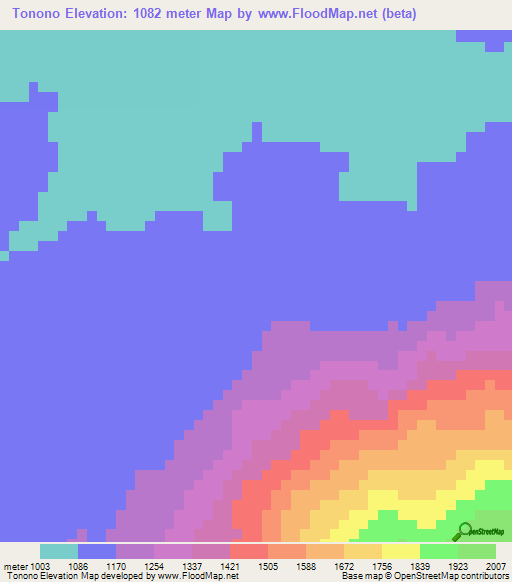 Tonono,Angola Elevation Map