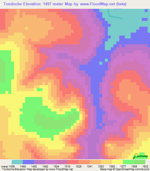 Tondoche,Angola Elevation Map