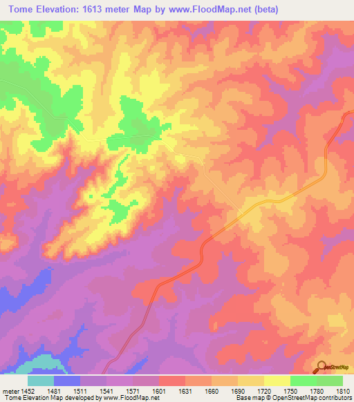 Tome,Angola Elevation Map