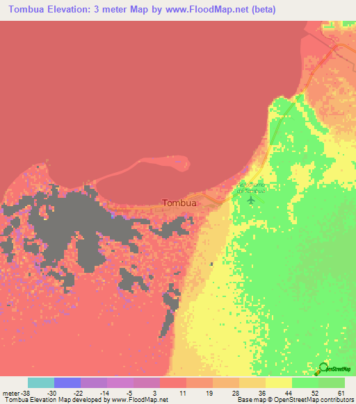 Tombua,Angola Elevation Map