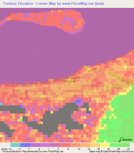 Tombua,Angola Elevation Map